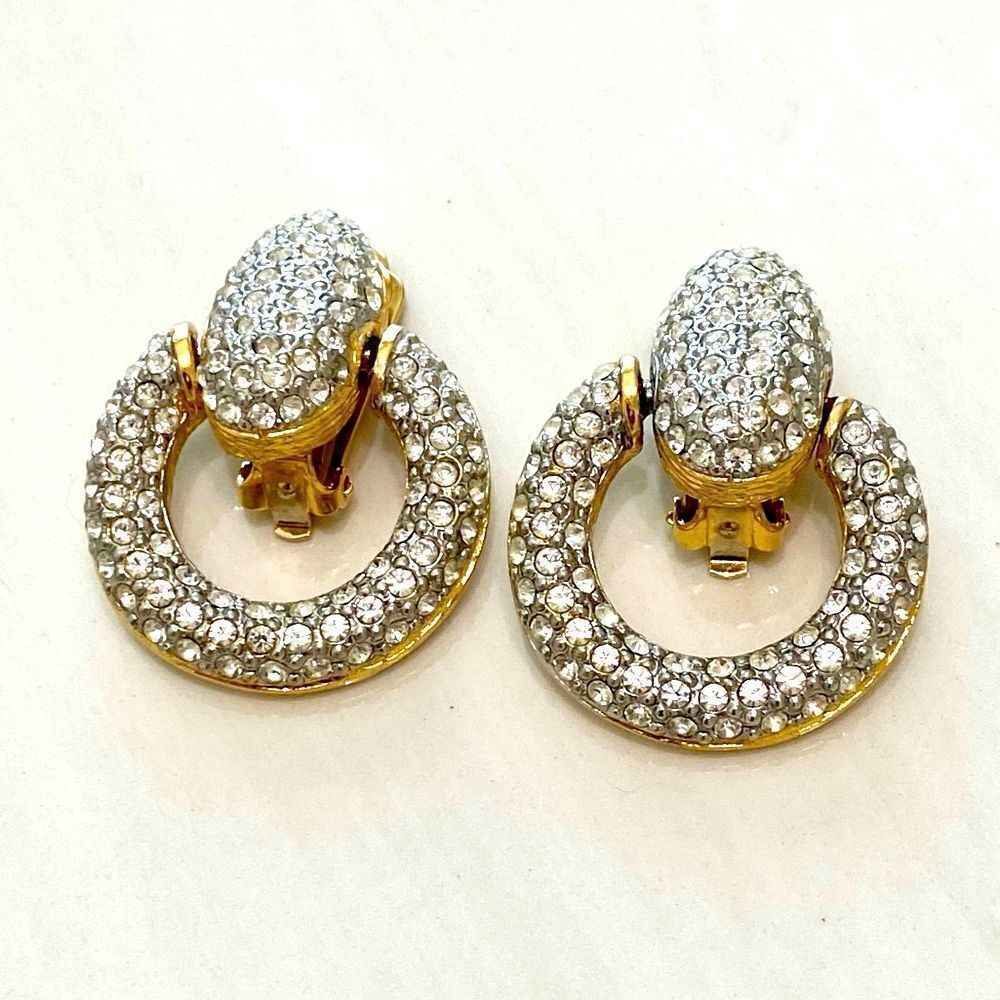 Vintage les Bernard rhinestone clip ons doorknob
